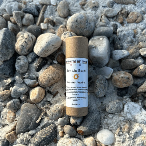 Natural Sun Lip Balm 0.3 oz – Coconut Vanilla Moisturizing SPF 30 Protection | Made in USA Born to be Free  Lip Balm