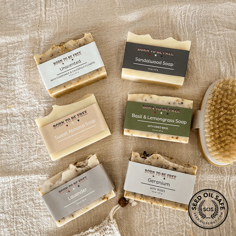 Natural Tallow Soap Bundle 6 Bars – Moisturizing Bath & Body Set with Exfoliating Pouch | Made in USA Born to be Free  soap