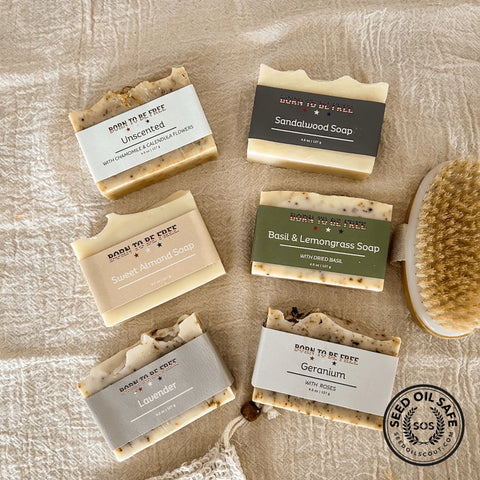 Natural Tallow Soap Bundle 6 Bars – Moisturizing Bath & Body Set with Exfoliating Pouch | Made in USA Born to be Free  soap