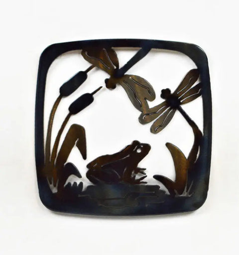 Nature-Inspired Cast Iron Frog And Dragonfly Trivet – Durable Kitchen Hot Plate | Made in USA Knights Home Decor  item