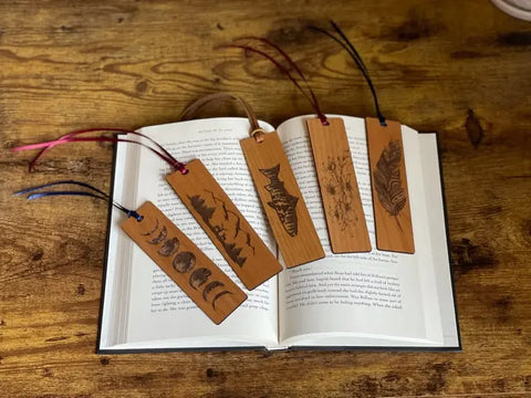Nature Inspired Hardwood Engraved Bookmark Set – Personalized Book Accessories – Handmade in USA with Durable Wood Finish American Grains LLC 