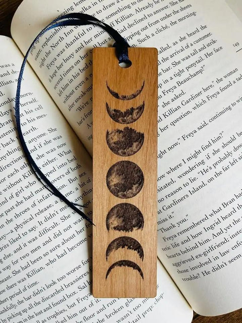 Nature Themed Hardwood Engraved Bookmark Set American Grains LLC   20.00 Lunar Theme / 4