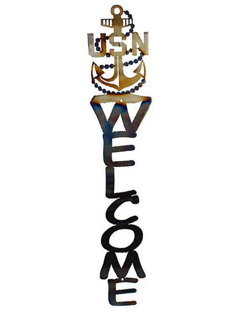 Nautical Anchor Metal Welcome Sign – Handmade Navy Maritime Decor | Made in USA Veteran Owned Knights Home Decor  item