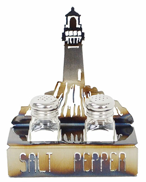 Nautical Lighthouse Salt and Pepper Shaker Set – Coastal Kitchen Tableware | Made in USA with Metal Base Design Knights Home Decor  item