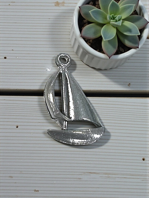 Nautical Sailboat Pewter Charm With Stainless Steel Split Ring – Versatile Jewelry Accessory | Made in USA Michelle Marie Boutique  Charms and Pendants