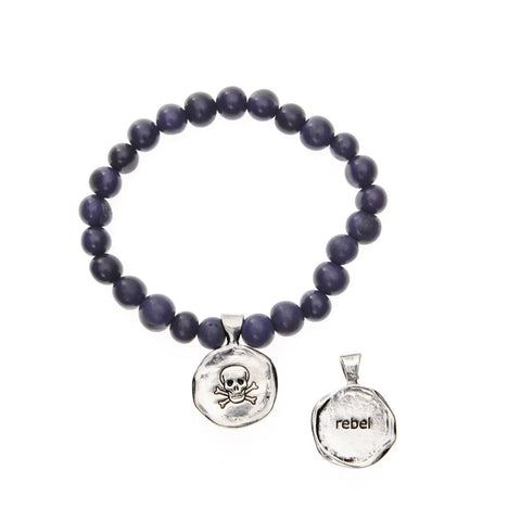 Navy Blue Acai Seed Bracelet with Handcrafted Pewter Wax Seal Charm – Eco-Friendly Jewelry | Made in USA Whitney Howard Designs  Wax Seals Acai Seeds of Life