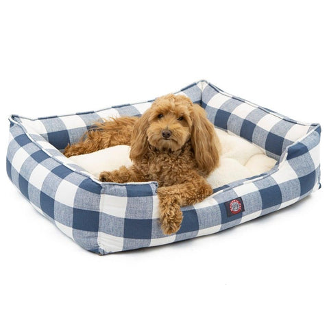Anderson Check Plush Pet Lounge Bed – Soft Cotton Blend | Made in USA Majestic Pet 