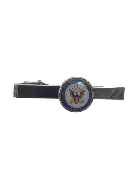 Navy Emblem Silver Tie Bar – Patriotic Military Accessory for Professionals | Made in USA Michelle Marie Boutique 