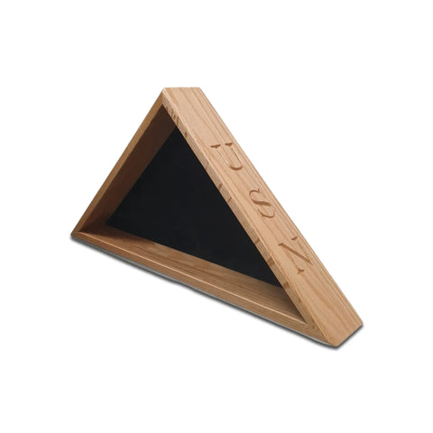 The Legacies of America Woodworking Company Navy Veteran USN Oak Burial Flag Display Case (for 5 x 9.5 flags) is shown on a white background.