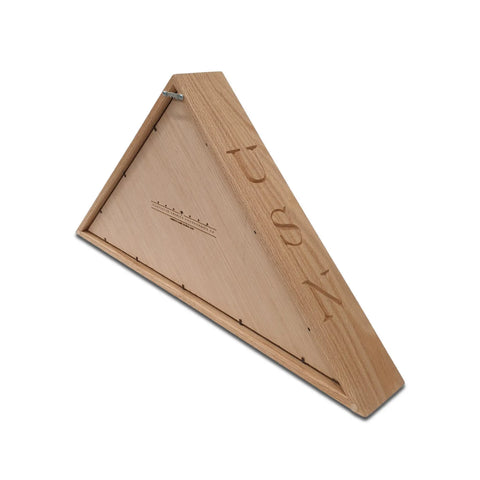 The Navy Veteran USN - Oak Burial Flag Display Case (5 X 9.5 Flag) by Legacies of America Woodworking Company features a triangular oak design with USN engraving, made in the USA to honor Navy Veterans and display a folded American flag.