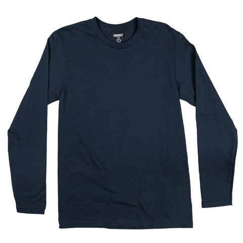 Men's Navy Long Sleeve Cotton Tee – Mid-Weight Comfort – Made in USA Proudly USA  T-shirt