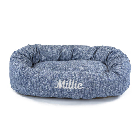 Personalized Heathered Cotton Dog Bed – Cozy Supportive Design | Made in USA Majestic Pet 