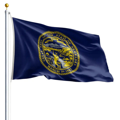 Nebraska State Flag – UV-Resistant Outdoor Nylon – Durable Custom USA-Made Patriotic Banner Freedom Flag and Pole 
