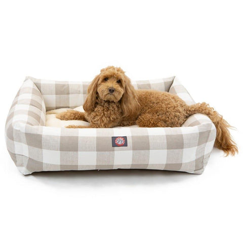 Anderson Checkered Plush Bagel Pet Bed – Cozy Cushion Support | Made in USA Majestic Pet 