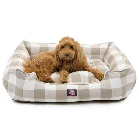 Anderson Check Plush Pet Lounge Bed – Soft Cotton Blend | Made in USA Majestic Pet 