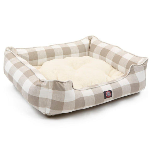 Anderson Check Plush Pet Lounge Bed – Soft Cotton Blend | Made in USA Majestic Pet 