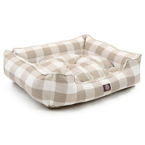 Anderson Check Plush Pet Lounge Bed – Soft Cotton Blend | Made in USA Majestic Pet 