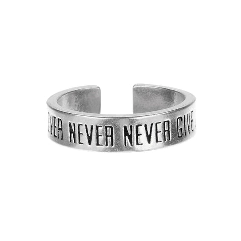 Never Give Up Inspirational Quote Ring – Handcrafted Uplifting Affirmation Jewelry | Made in USA Whitney Howard Designs  InspireRings