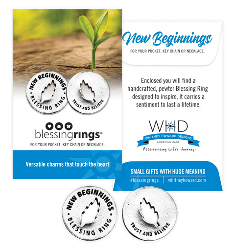 New Beginnings Blessing Ring Charm – Handcrafted Lead-Free Pewter Token | Made in USA Inspirational Gift Whitney Howard Designs  Blessing Ring