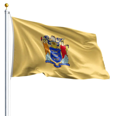 New Jersey State Flag 3x5 Ft – Durable Outdoor Nylon with UV-Resistant SolarGuard Dye | Made in USA Freedom Flag and Pole 