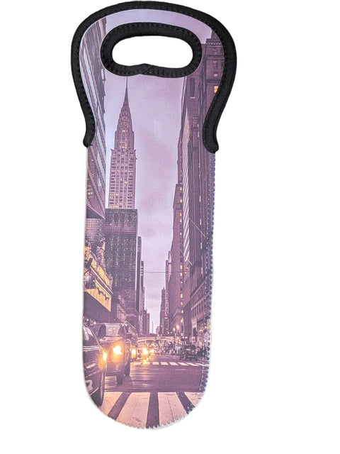 New York City Neoprene Wine Tote with Stopper Set – Insulated Bottle Carrier – American Made | Crafted in USA Michelle Marie Boutique  Wine Carrier Bags