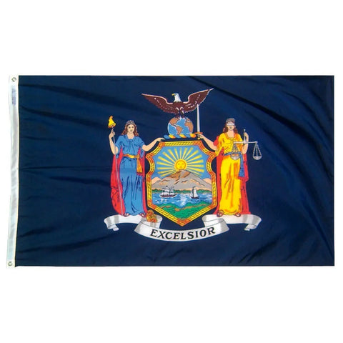 New York State Flag – UV-Resistant Nylon with SolarGuard Dyes | Made in USA Freedom Flag and Pole 