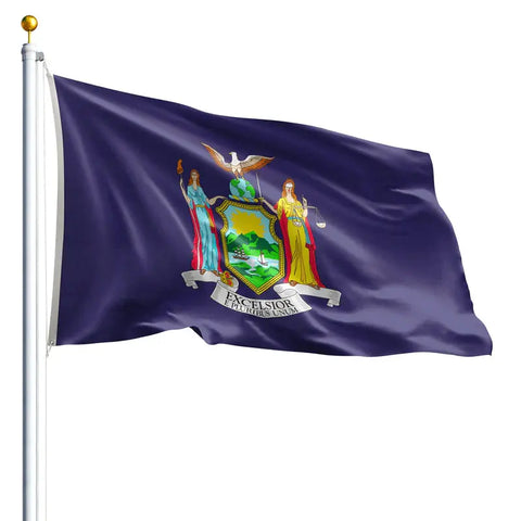 New York State Flag – UV-Resistant Nylon with SolarGuard Dyes | Made in USA Freedom Flag and Pole 