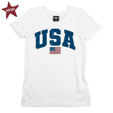 Women's Team USA Cotton Crewneck T-Shirt – Lightweight Patriotic Tee | Made in USA Proudly USA  T-shirt