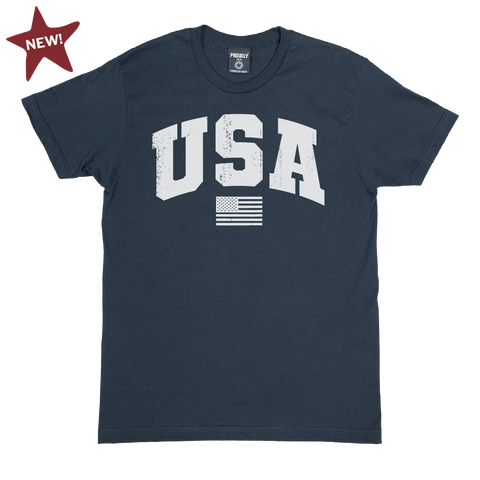 Men's USA Patriotic Cotton T-Shirt – Navy Blue Lightweight Tee | Made in USA Proudly USA  T-shirt