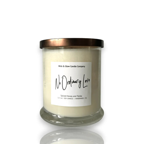 No Ordinary Love Luxury Scented Soy Candle 12 oz – Spiced Honey Tonka Blend | Made in USA Wick and Glow Candle Company™  Candles
