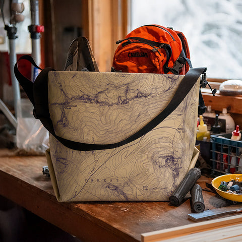 Durable Waterproof Outdoor Tote Bag – North Cascades Map Design – Made in USA | eqpd GearBucket eqpd 
