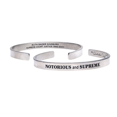 Notorious and Supreme Quotable Cuff Bracelet - Ruth Bader Ginsburg Whitney Howard Designs  Cuff Bracelets