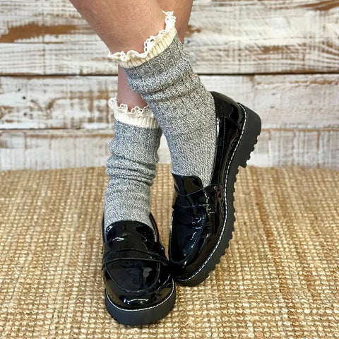 ORGANIC Lace Boot Crew Socks Women's - Grey | Made in USA Catherine Cole Studio  Socks