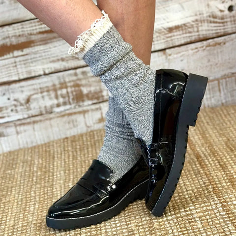 ORGANIC Lace Boot Crew Socks Women's - Grey | Made in USA Catherine Cole Studio  Socks