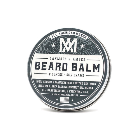Oakmoss Amber Beard Balm 2 Oz – Natural Conditioning Grooming | Made in USA All American Maker 