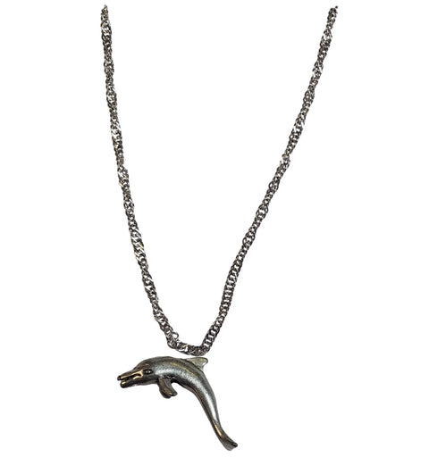 Ocean-Inspired Pewter Dolphin Pendant Necklace – Adjustable 18 Inch Chain | Made in USA Michelle Marie Boutique  Necklace