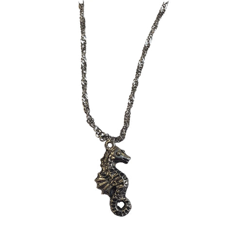 Ocean-Inspired Pewter Seahorse Charm Necklace – Adjustable 18 Inch Stainless Steel Chain | Made in USA Michelle Marie Boutique  Necklace