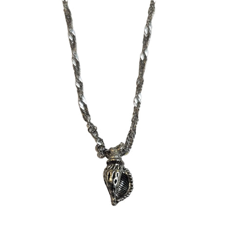Ocean-Inspired Pewter Seashell Charm Necklace – Adjustable 18 Inch Stainless Steel Chain | Made in USA Michelle Marie Boutique  Necklace