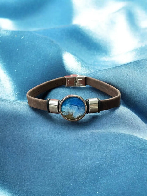 Ocean-Inspired Resin And Natural Cork Bracelet – Lightweight Adjustable Jewelry | Handmade In USA Michelle Marie Boutique  Bracelet