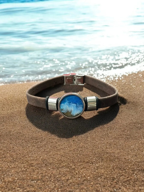 Ocean-Inspired Resin And Natural Cork Bracelet – Lightweight Adjustable Jewelry | Handmade In USA Michelle Marie Boutique  Bracelet