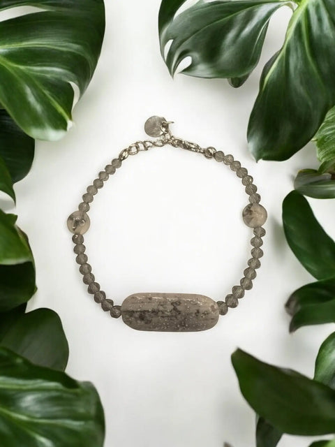 Ocean Jasper And Web Agate Beaded Bracelet – Adjustable Gemstone Jewelry | Handmade In USA Michelle Marie Boutique  Bracelets