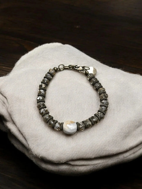 Ocean Jasper Beaded Bracelet 7 Inch With Extender – Faceted Crystal Accent | Made in USA Michelle Marie Boutique  Bracelets