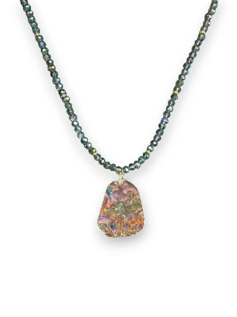 Ocean Jasper Pendant Necklace – Handmade Peacock Crystal Beaded Jewelry | Made in USA Michelle Marie Boutique  Necklaces