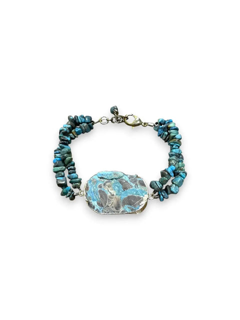Ocean Jasper and Crazy Lace Agate Double-Strand Gemstone Bracelet 7 Inch Adjustable – Handmade in USA Michelle Marie Boutique  Bracelets
