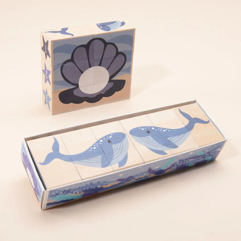 Ocean-Themed Wooden Blocks Set – 6 Pieces – Sustainable Basswood Build Toys | Made in USA Uncle Goose  Environments