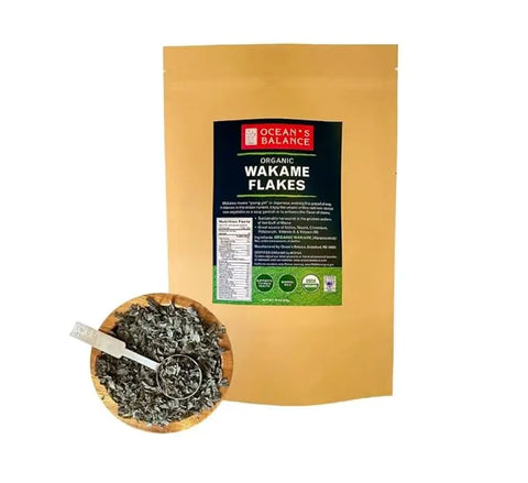 Ocean's Balance Organic Wakame Flakes – 4 Oz Pack | Made in USA Ocean's Balance  Organic Seaweed
