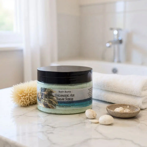 Oceanside Air Exfoliating Sugar Scrub 5.9 Oz – Natural Bath Body Polish | Made in USA Bath Bums  Sugar Scrubs