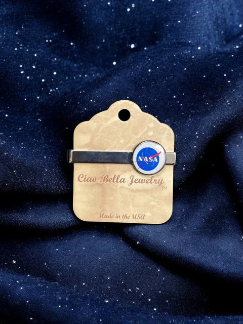 Official NASA Logo Tie Bar – Stainless Steel Space Theme Accessory by Ciao Bella Jewelry | Made in USA Michelle Marie Boutique  Tie Pin