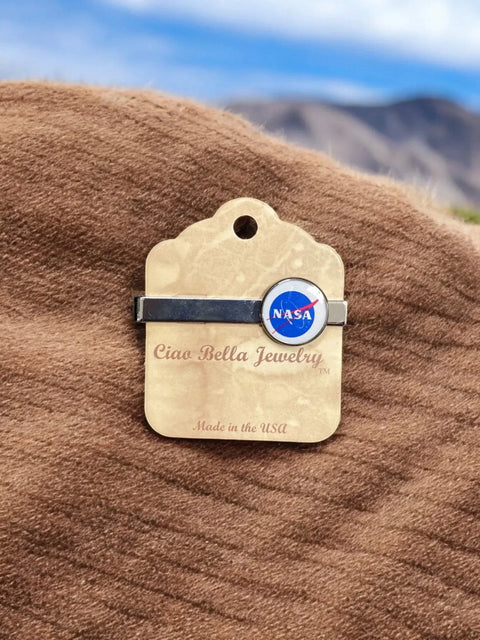 Official NASA Logo Tie Bar – Stainless Steel Space Theme Accessory by Ciao Bella Jewelry | Made in USA Michelle Marie Boutique  Tie Pin