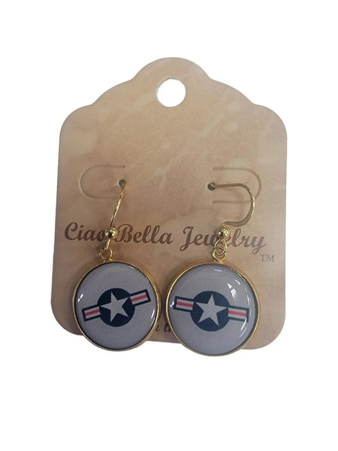 Officially Licensed Air Force Sterling Silver Earrings – Round Emblem Designs | Handmade Patriotic Jewelry | Made in USA Michelle Marie Boutique  Earrings